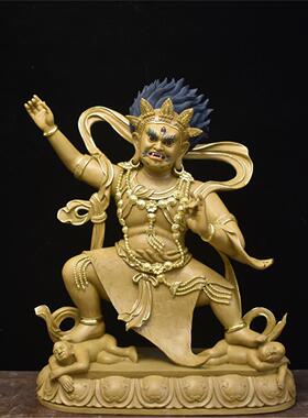 木雕密宗佛像大黑天东大自在天 西门南妙法紧那罗王 北乐乾闼婆王