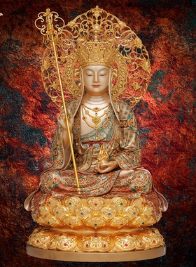 东来紫四巾繁花宝相全堂佛弥勒地藏释迦摩尼观音黄铜工艺摆件