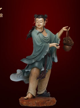 东来紫黄铜八仙过海佛像吕洞宾神像曹国舅铁拐李保平安摆件