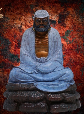 东来紫黄铜达摩祖师摆件铜像办公室居家开业玄关工艺品