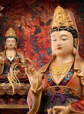 观音佛像观世音菩萨家用款供奉南海普陀山纯全铜像东来紫娑婆三圣