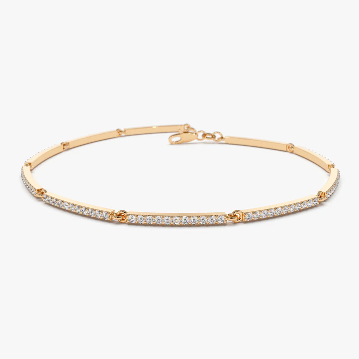 纯18k金满钻排钻细手镯女 一整圈群镶钻石实验室人工培育钻石手链