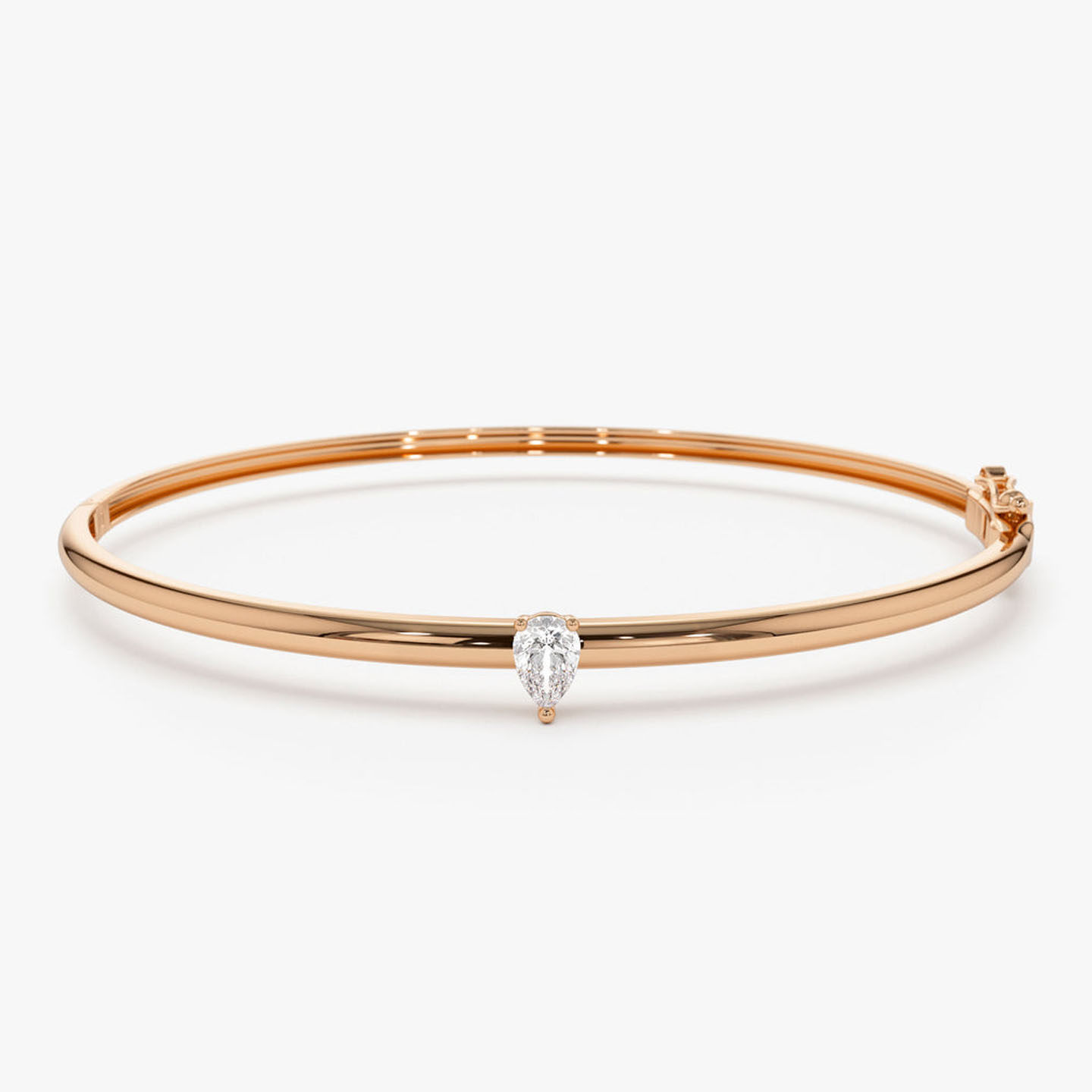 18k金玫瑰金培育钻石水滴手镯女 30分异形钻石单钻单戴叠戴细手圈