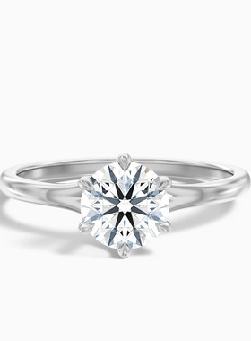 单钻六爪培育钻石戒指女 18k金独钻30分50分1克拉实验室培育钻戒