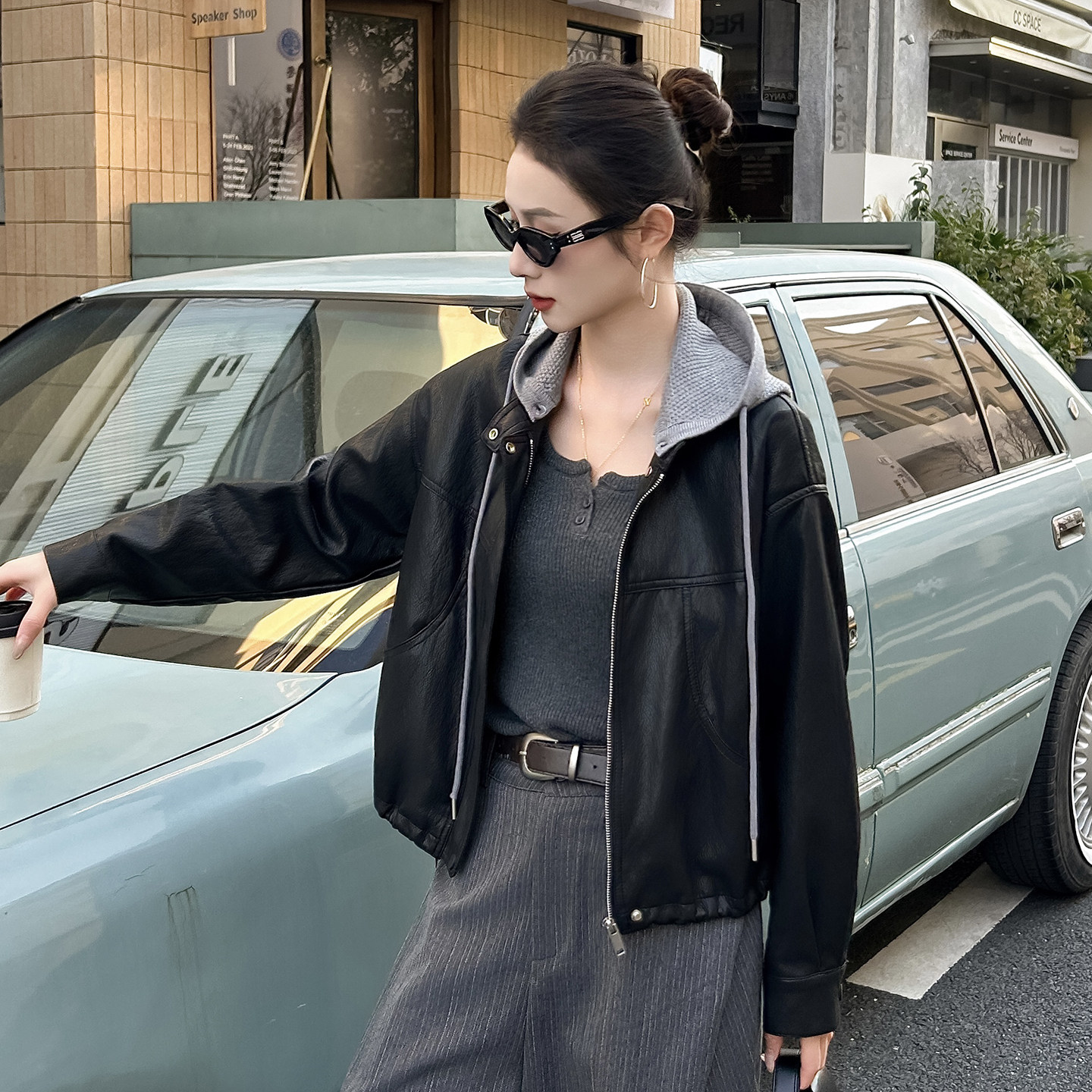 短款皮衣女时尚气质减龄皮夹克