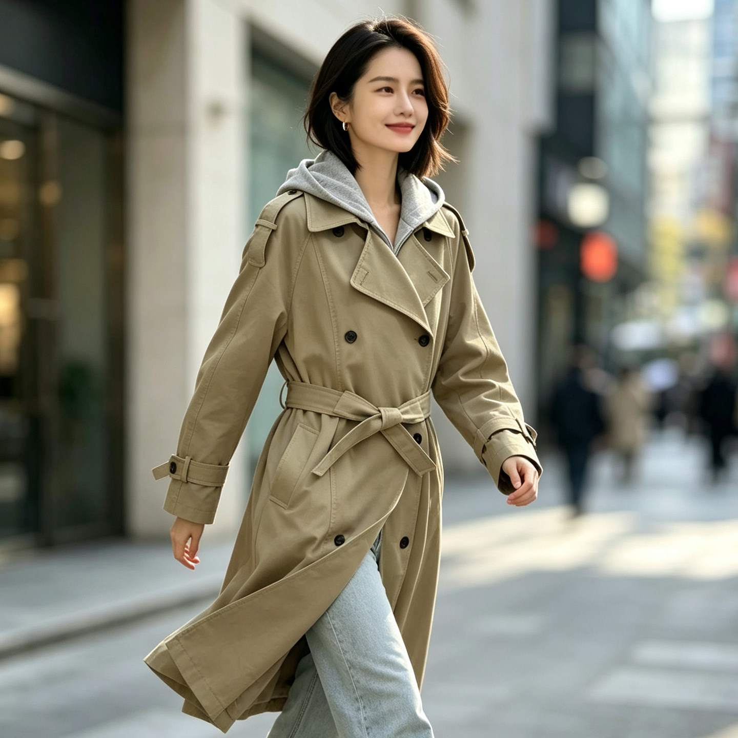 高级感气质长款风衣外套女