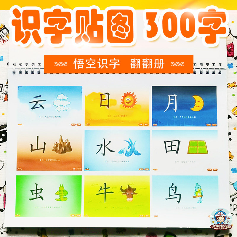 识字贴图300字 学前幼小衔接看图识字合订本 闪卡幼儿启蒙认字册