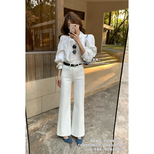 TOP 欧制-裤不贴腿筒喇牛仔裤(配腰带)(5758爆款同裤型)3101米白