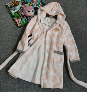 清仓儿童家居服卡通款春秋冬季小中大男女童珊瑚绒浴袍睡袍睡衣