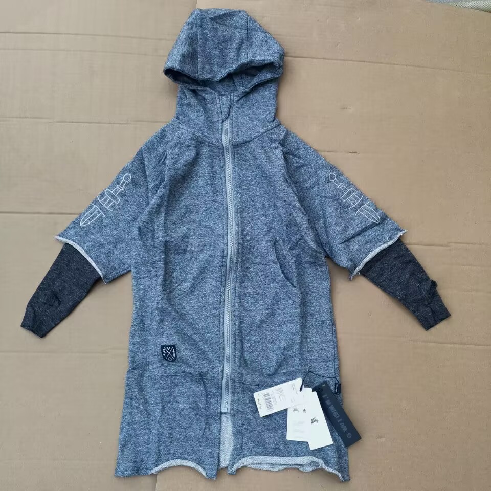 高端好货小中大男女童装纯棉春秋薄毛圈长款休闲外套卫衣