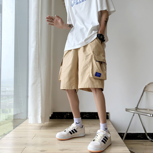 黑色机能风工装短裤男日系潮牌胖子大码2022夏季薄款美式高街中裤图片