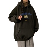 中性风秋冬420克男士大码连帽宽松卫衣外XZ405-1-WY01-P55-加绒65，男装卫衣，星座405-1