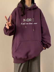 女装类目2023秋冬加绒加厚宽松连帽卫衣XZ405-1-WY05-P55加绒65图片
