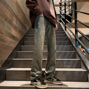 2024春季美式高街破洞牛仔裤男XZ405-1-K10-P70控98图片