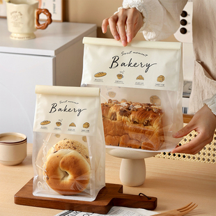 吐司面包包装袋饼干麻薯雪花酥切片450克甜品自封透明牛皮纸袋子