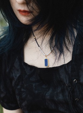 项链青金石宝石项链女原创吊坠