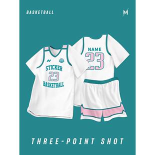 2025新款篮球服女生假两件短袖套装定制学生比赛班服夏季篮球衣女