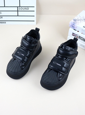 14真皮牛皮秋冬季新款撤柜加绒厚底增高魔术贴时尚女休闲高帮板鞋