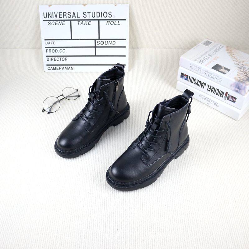 15真皮牛皮秋冬季新款撤柜加绒平底圆头侧拉链韩版百搭女士马丁靴,流行男鞋,马丁靴,淘宝优惠券,粉丝福利购,淘宝优惠卷