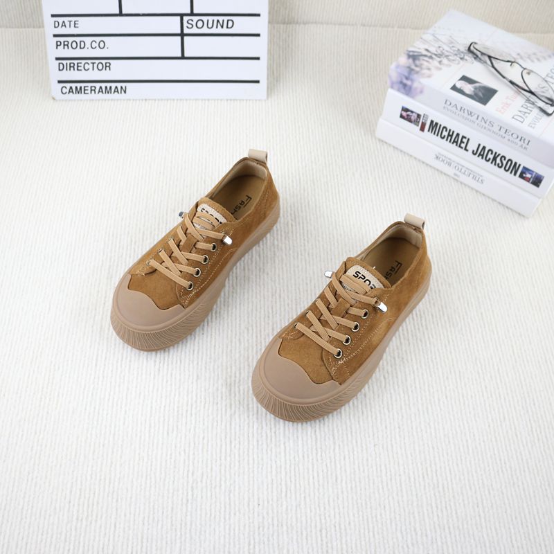 真皮磨砂牛皮松紧带复古休闲板鞋