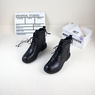 百搭女休闲马丁靴 撤柜内增高后排双拉链时尚 09真皮牛皮秋冬季 新款