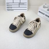 17真皮牛皮春秋季 百搭女休闲板鞋 新款 撤柜厚底增高系带拼色时尚