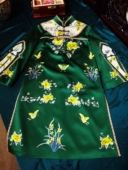 春秋新款 中长款 真丝手绣旗袍外套中式 娇古苏绣