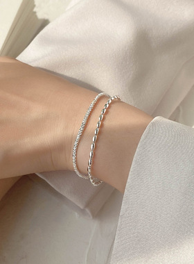 s925纯银满天星豆豆双层手链女波光粼粼米粒ins高级感轻奢手饰品