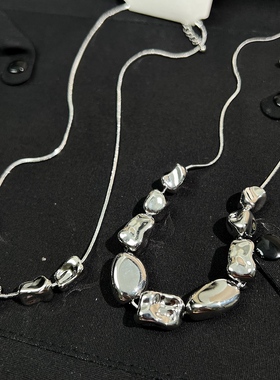 2025新款银色不规则豆豆珠子项链