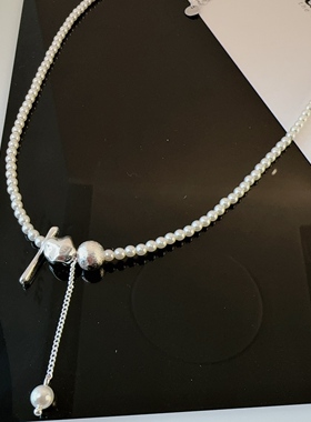 韩式ins银色珍珠项链女小众设计感锁骨链高级感领针配饰锁骨链