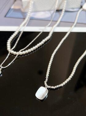 新款法式磨砂拉丝方块桃心吊坠