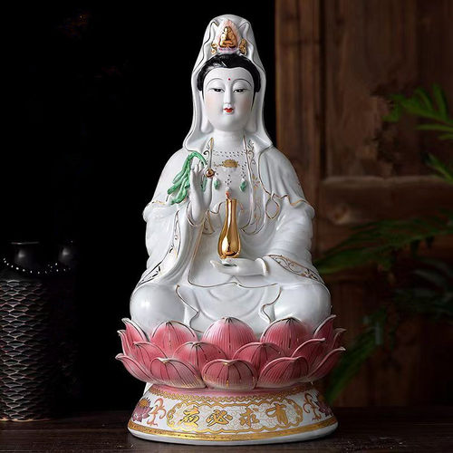 南海观音佛像陶瓷摆件家居供奉保平安高档家用客厅装饰包邮