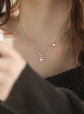 s999足银四叶草项链女轻奢