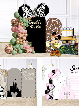 卡通米奇米妮生日KT板布置丛林探险ins风儿童生日活动kt板装饰