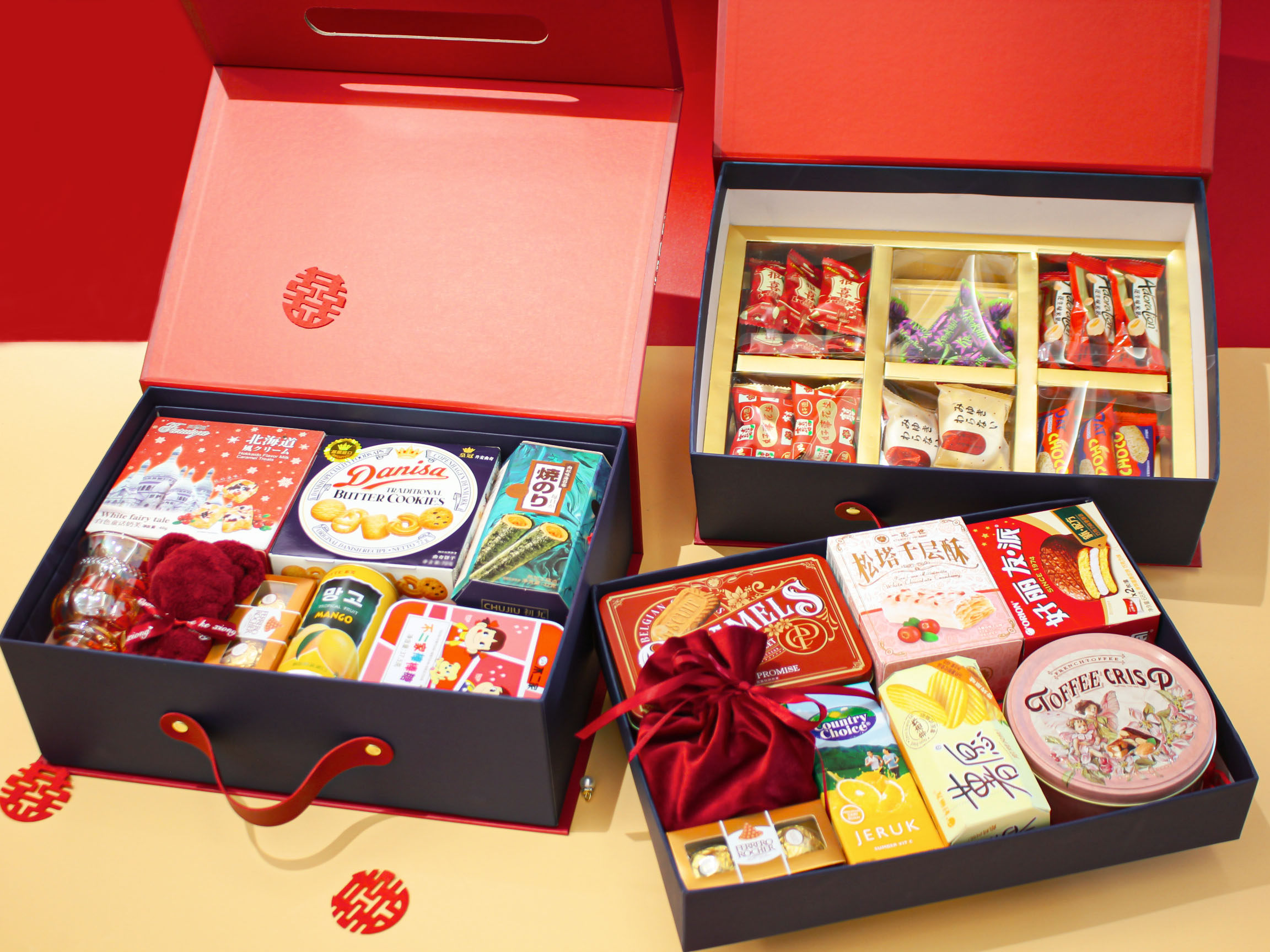 双层超大号中式喜糖喜饼礼盒成品结婚订婚婚庆高档回礼伴娘伴手礼