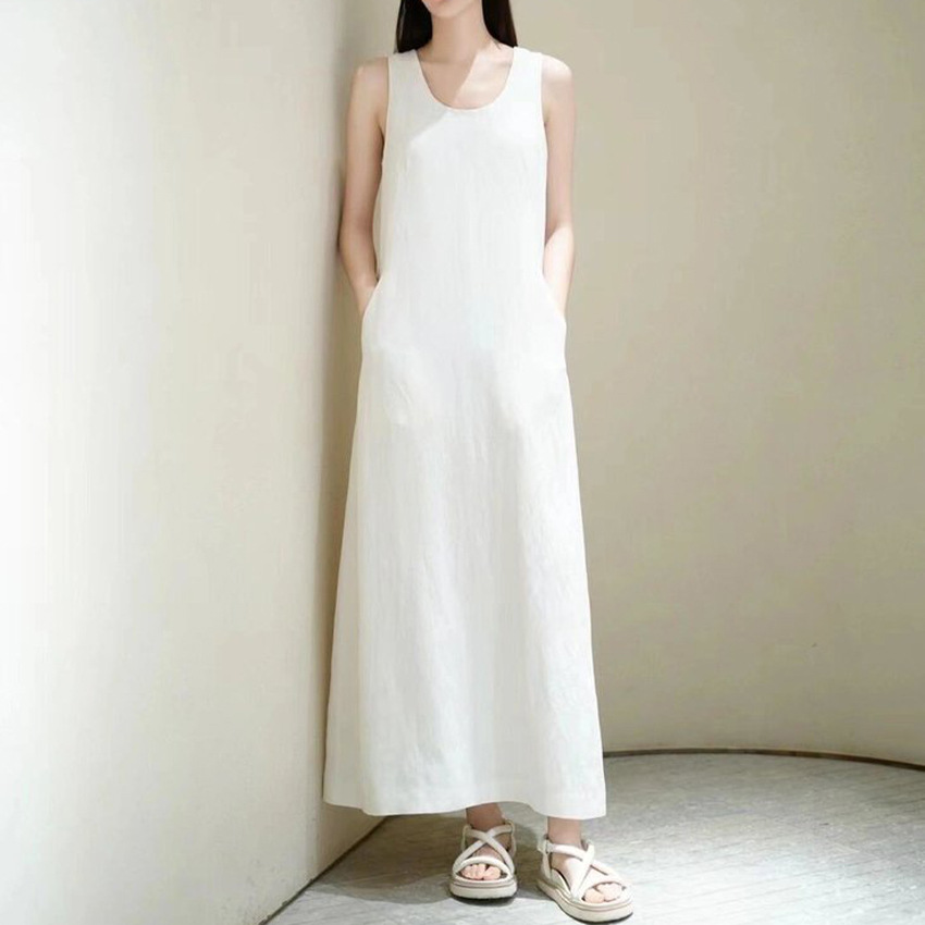 连衣裙真丝桑蚕丝女吊带无袖裙子圆领背心内搭修身女装夏季高级感