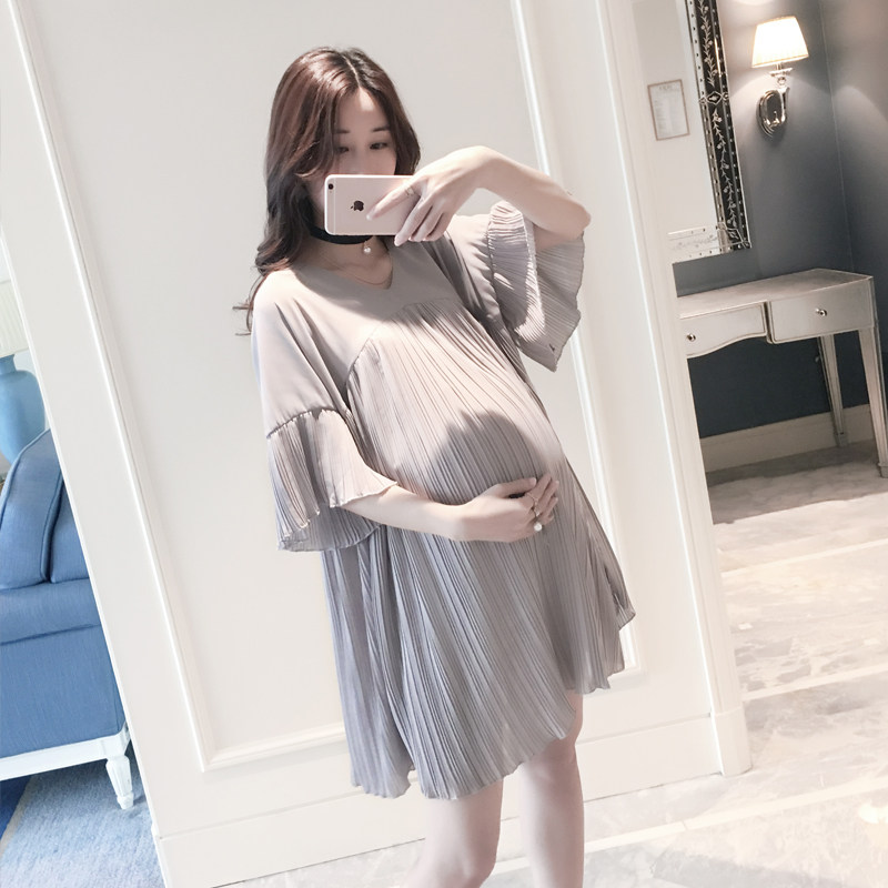 孕妇夏装上衣2025新款潮辣妈娃娃款雪纺衫韩版宽松大码孕妇连衣裙