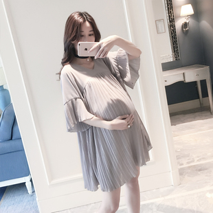 孕妇夏装上衣2025新款潮辣妈娃娃款雪纺衫韩版宽松大码孕妇连衣裙