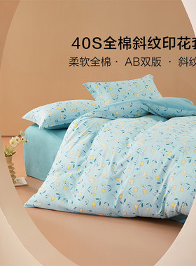 百丽丝家纺 春枝黛梦纯棉40支印花四件套单双人床全棉床上用品1.8