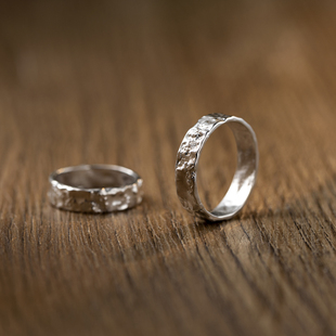 纹砖Veinsbrick《锡戒》不规则款银锡箔纸纹路S925银男女情侣戒指