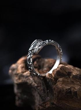 双头蛇个性夸张925银戒指