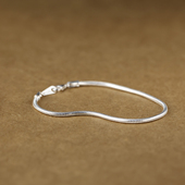 生日百搭款 纹砖Veinsbrick 夕只 简约圆形S925纯银手链蛇骨链女