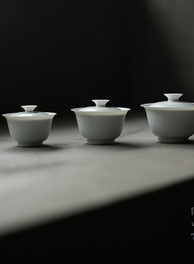 赋山叙丨审评盖碗景德镇80 110 150ml白瓷盖碗单个不烫手岩茶茶具