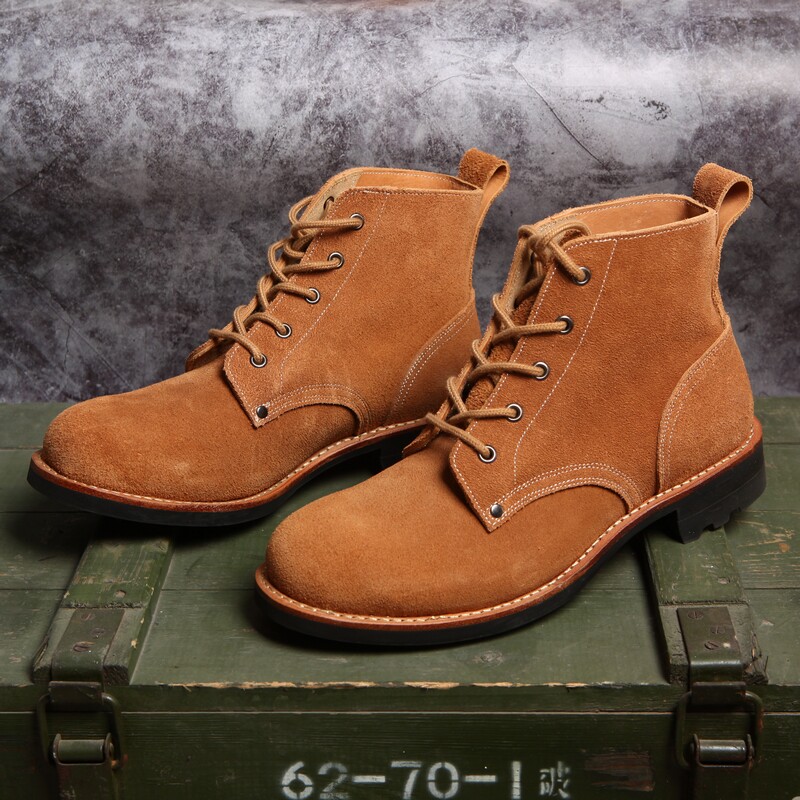 3516皇家圆头翻毛加厚牛皮陆空作战靴户外休闲高帮皮鞋复古工装靴