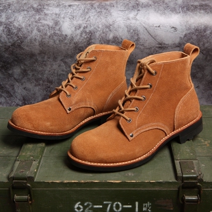 3516皇家圆头翻毛加厚牛皮陆空作战靴户外休闲高帮皮鞋复古工装靴