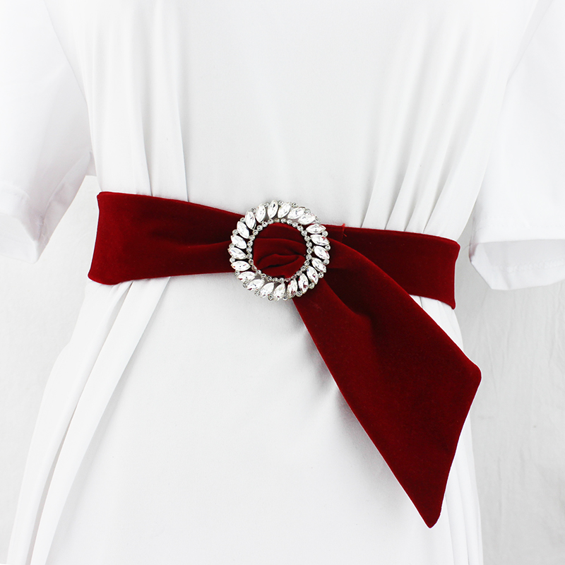 水钻绒面礼服高档简约风宽腰带