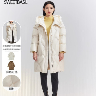 Basil 连帽女中长款 紫淑2025冬装 专柜同款 羽绒服 新款 Sweet