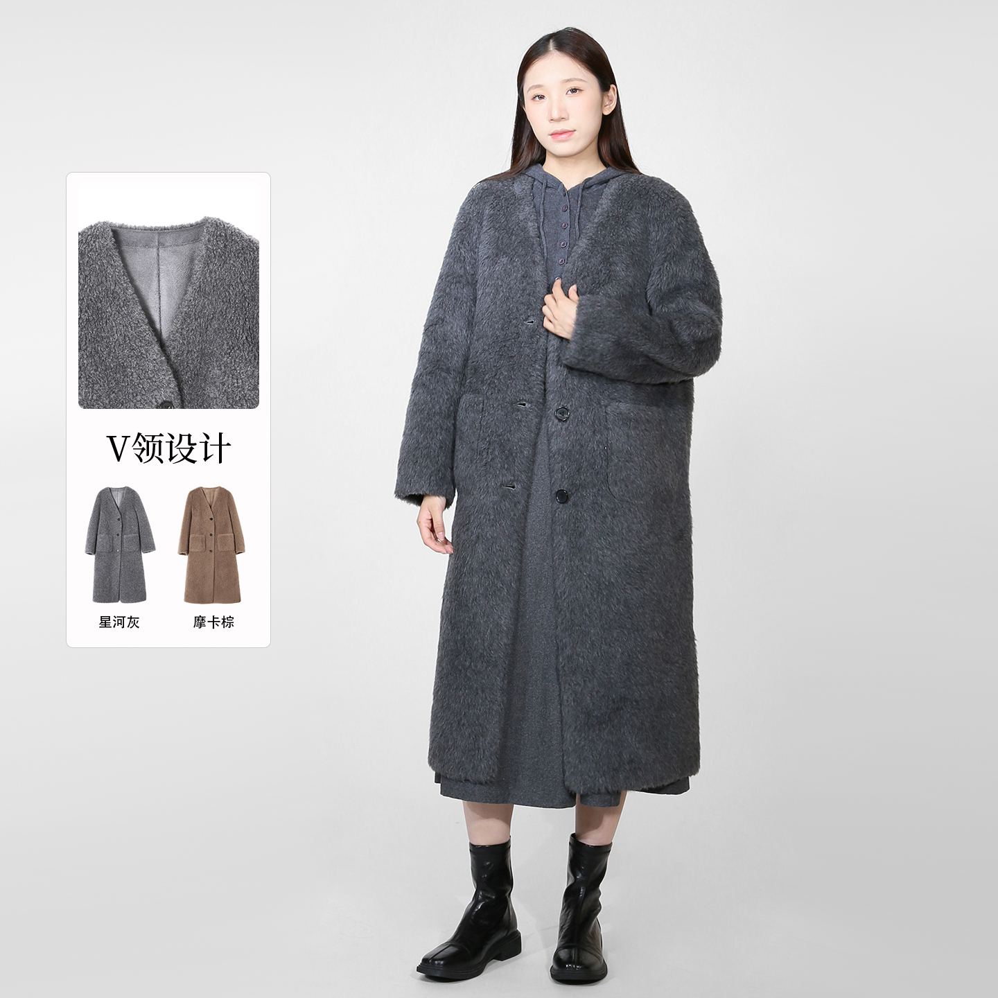 紫淑2025冬女装时尚长外套