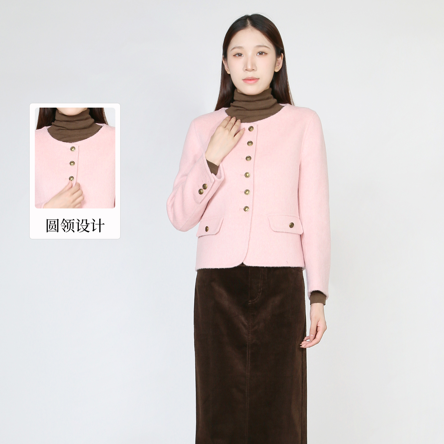 紫薯2025冬装同款短款毛呢外套