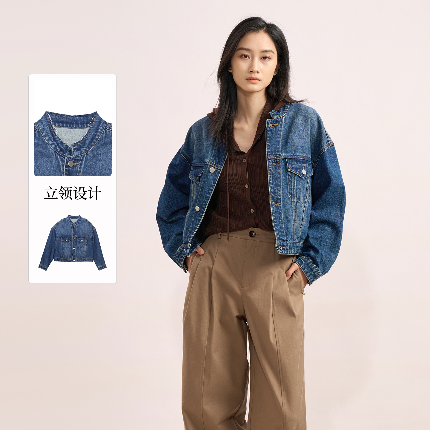 紫淑25秋新品女士短款牛仔外套